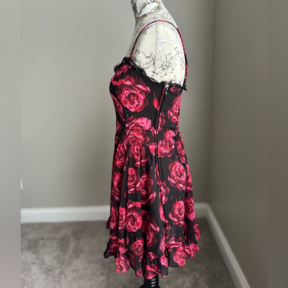 Royal Bones Gothic Emo Bleeding Roses Mini Dress - Picture 4 of 11